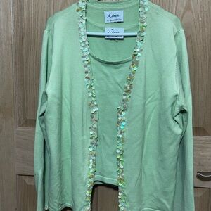 Linea by Louis Dell'Olio Light Green Sequin Cardigan